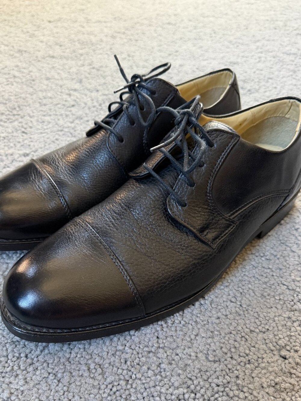 Studio Belvedere Duke Black Leather Cap Toe Oxfords Mens Dress Shoes Size 12 D - Picture 2 of 13